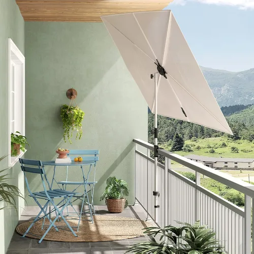 Vista 2 de Grand patio - Sombrilla de balcón, JENA 6x4 pies, sombrilla exterior con dosel plano rectangular versátil para patio con perilla giratoria de 360