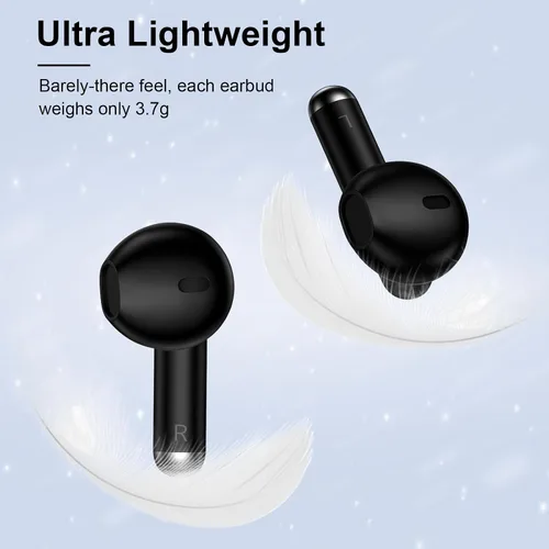 Vista 7 de Auriculares inalámbricos Bluetooth, auriculares con graves profundos, tiempo de reproducción de 60 horas de duración, pantalla de alimentación LED