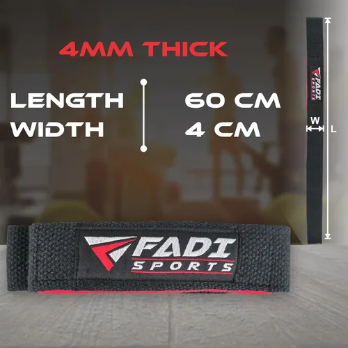 Vista 4 de Lifting Wrist Straps for Weightlifting Gym Deadlift and Pull Ups 24 Inch Cotton with 5mm Padded Neoprene for Grip Support Powerlifting Bodybuilding