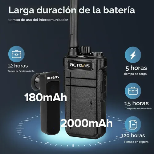 Vista 4 de Retevis Walkie Talkies RB37 Bluetooth con auriculares inalámbricos