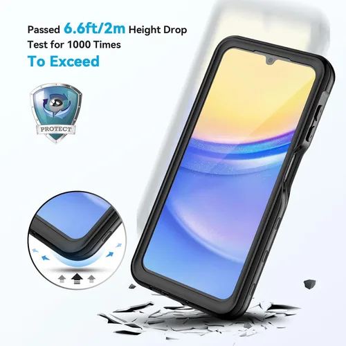 Vista 4 de Lanhiem Funda para teléfono Samsung Galaxy A15 5G, IP68 impermeable a prueba de polvo con protector de pantalla, funda protectora de cuerpo completo