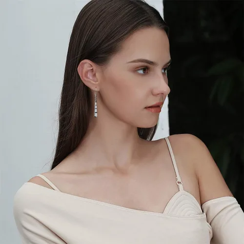 Vista 4 de FANCIME October Birthstone Earrings Sterling Silver Opal Earrings Long Drop Dangle Earrings Danity Fine Jewelry for Women