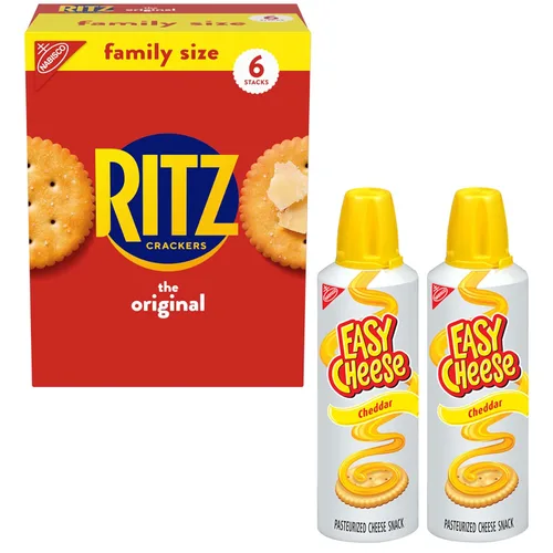 Vista 13 de RITZ Galletas Originales y Queso Fácil Cheddar, paquete variado de aperitivos, 1 caja de tamaño familiar y 2 latas
