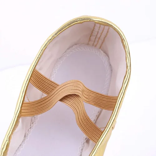 Vista 4 de Nexete Zapatos de ballet con suela dividida, zapatos planos de ballet para niñas y niños y mujeres en oro, plata, colores rosa con purpurina