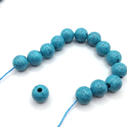 Vista 3 de 50 cuentas sueltas redondas y sueltas de 0.551 pulgadas (0.551 in), cuentas espaciadoras para manualidades, collares, pulseras y joyería, color azul