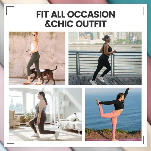 Vista 3 de TNNZEET - Paquete de 7 leggings de talle alto para mujer - Pantalones de yoga extra suaves para correr y entrenamiento