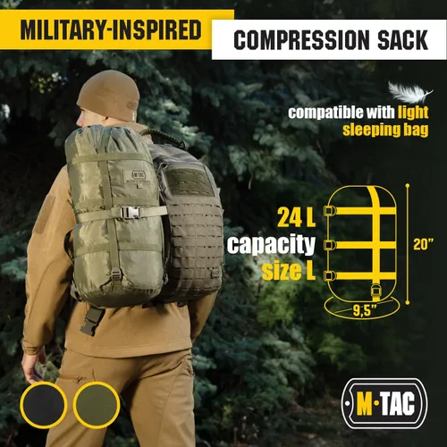 Vista 5 de M-Tac Saco de compresión para saco de dormir militar resistente al agua, bolsa de compresión ligera de nailon para viajes, campamento, senderismo