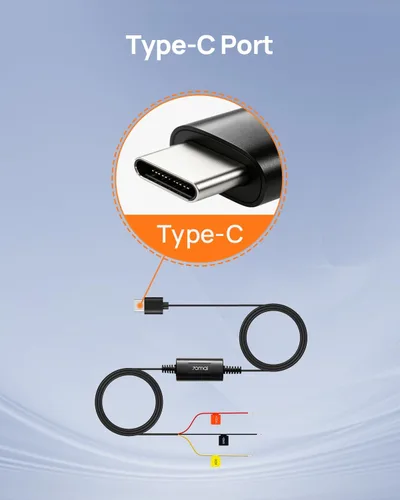 Vista 6 de 70mai Hardwire Kit UP03, cámaras de tablero tipo C de 10 pies, 12V-30V a 5V/2.4A, protección de bajo voltaje 11.8V, fuente de alimentación