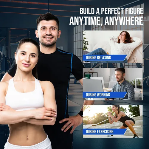 Vista 6 de Abs Muscle - Tónico portátil - Equipo de entrenamiento para hombres y mujeres, abdominal, ejercicio de oficina en casa, 10 unidades de almohadillas