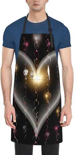 Vista 7 de Waterproof Apron with 2 Pockets Glowing love Adjustable Bib Aprons for Cooking Kitchen