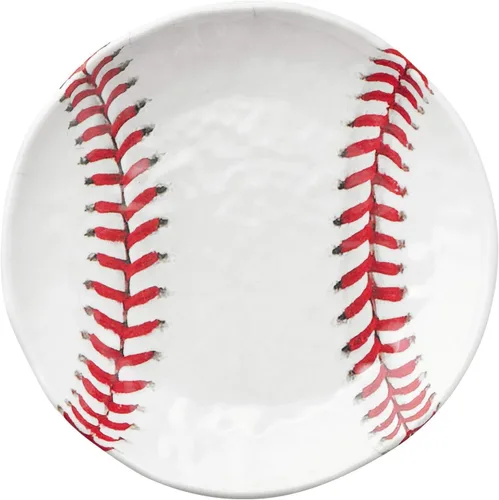 Vista 2 de UP Platos redondos de postre de melamina de béisbol, platos pequeños para servir, para aperitivos, aperitivos y guarniciones, blanco, 6 pulgadas