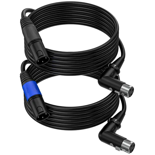 Vista 14 de LanSenSu Cable de enchufe XLR en ángulo recto XLR a recto, cable equilibrado de 90 grados hembra a macho recto de 3 pines a 3 pines