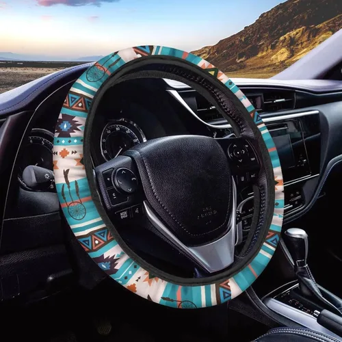 Vista 12 de FOR U DESIGNS Funda de volante con estampado de alpaca, antideslizante, suave, ajuste universal, protector de volante de automóvil de 15 pulgadas