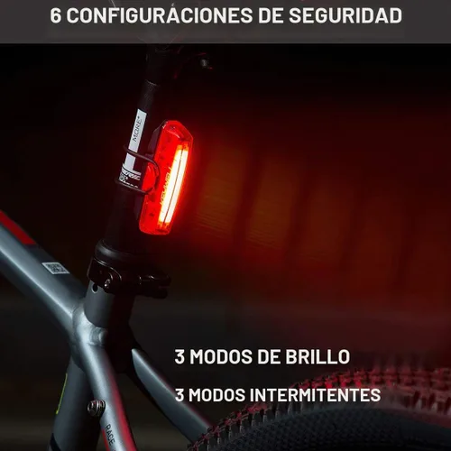 Vista 4 de Luz trasera para bicicleta recargable por USB, luz LED súper brillante trasera de bicicleta con clip como luz trasera roja con 6 modos