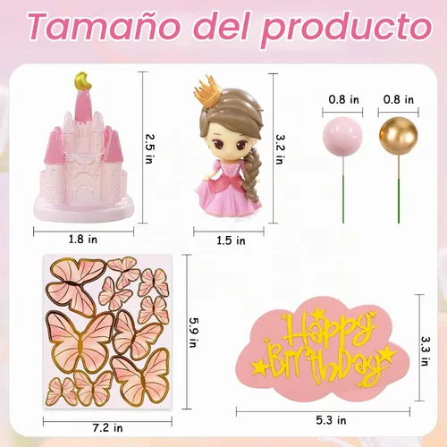Vista 4 de Decoración para pastel de princesa, decoración de castillo de princesa rosa
