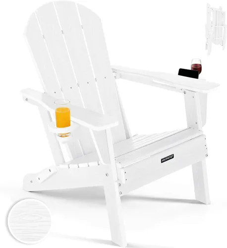 Vista 11 de Sillas Adirondack plegables – Silla Adirondack de plástico con soporte para tazas, sillas para exteriores resistentes a la intemperie