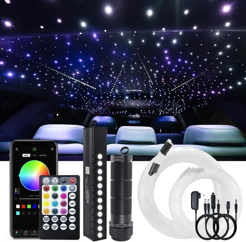 Vista 17 de AKEPO Kit de luces de fibra óptica 3 en 1 con control de aplicación, luz de estrella, estrella fugaz+sincronización de música activada debajo