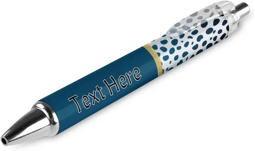 Vista 9 de Bolígrafos personalizados con estampado de leopardo negro y azul con punta de lápiz capacitivo, bolígrafos grabados personalizados con nombre