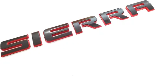 Vista 2 de 1 placa de identificación con emblema de Sierra compatible con GM 2500Hd 3500Hd Sierra (negro/rojo)