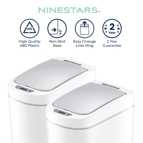 Vista 5 de Ninestars Cubo de basura automático con sensor de movimiento para baño, 1.8 galones, apertura inteligente, para baño, dormitorio, cocina, oficina