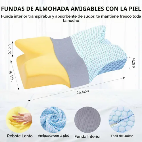 Vista 2 de Anvo Almohada cervical para el cuello y el dolor de hombros, almohadas de espuma viscoelástica para aliviar el dolor de dormir, ortopédica