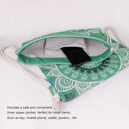 Vista 3 de Miomao Mochila con cordón estilo mandala, bolsa de lona para deportes de playa