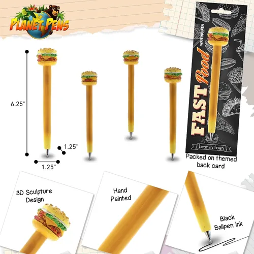 Vista 3 de Cheeseburger - Bolígrafo novedoso y divertido y único, suministros de oficina para niños y adultos, bolígrafo colorido de escritura de comida