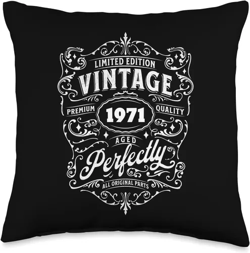 Vista 4 de Vintage 1971 Limited Edition 52nd Birthday Aged Perfectly Throw Pillow
