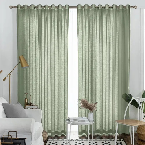 Vista 21 de Melodieux Cortinas Semitransparentes Negras de 63 Pulgadas de Largo para Ventanas Pequeñas de Sala de Estar y Dormitorio con Aspecto de Lino Rústico