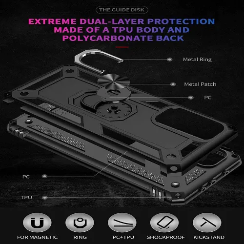 Vista 6 de Funda para Xiaomi Redmi Note 9 con protector de pantalla de cristal, híbrida resistente a los arañazos de doble capa, antiarañazos, a prueba