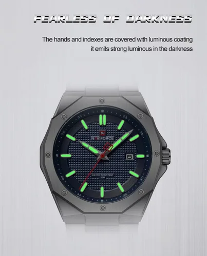 Vista 8 de NAVIFORCE Reloj de acero inoxidable para hombre, analógico, de cuarzo, impermeable, deportivo, de negocios, casual, con fecha y calendario