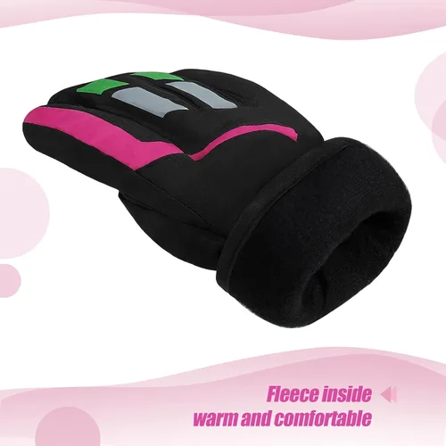 Vista 5 de Guantes de esquí de nieve impermeables para niños, guantes de snowboard para niños y niñas, guantes de nieve cálidos
