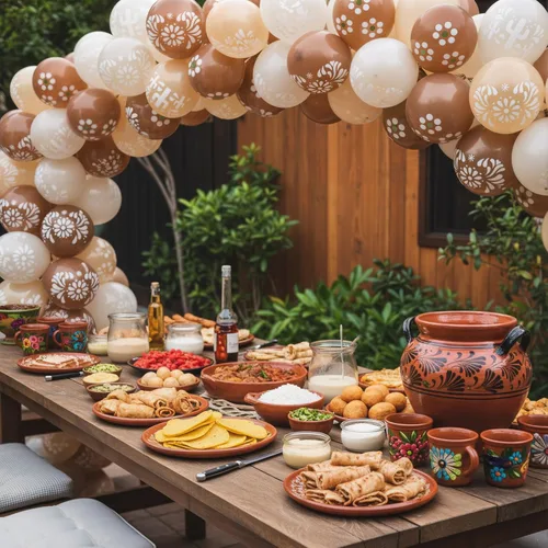 Vista 4 de Soulchen 45 globos Cielito Lindo para decoración de fiesta, 12 pulgadas, Platos De Barro, globos de fiesta, decoración de fiesta de Talavera