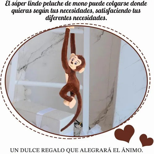 Vista 2 de zhidiloveyou - Mono colgante de peluche de 35.4 pulgadas, color marrón