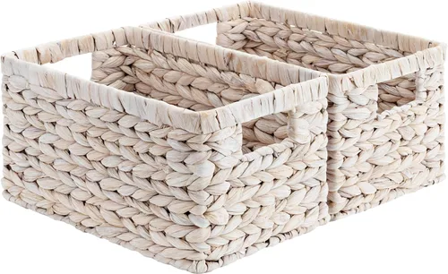 Vista 32 de StorageWorks Cesta de mimbre con asa, cestas de almacenamiento de mimbre para organizar, cestas de almacenamiento decorativas para estantes, cuerda