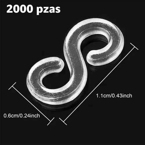 Vista 2 de FEPITO 2000 piezas de bandas de goma para telar, clips en S, clips de banda de plástico, kit de recambios para pulseras de telar, bricolaje