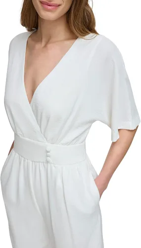 Vista 4 de Eliza J womens Crepe Jumpsuit With Waistband and ButtonsDress