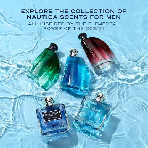 Vista 4 de Nautica Midnight Voyage Giftset, 1.6 oz EDT + 0.33 onzas líquidas en aerosol para bolígrafo, notas de pimienta rosa, ámbar y menta, fragancia