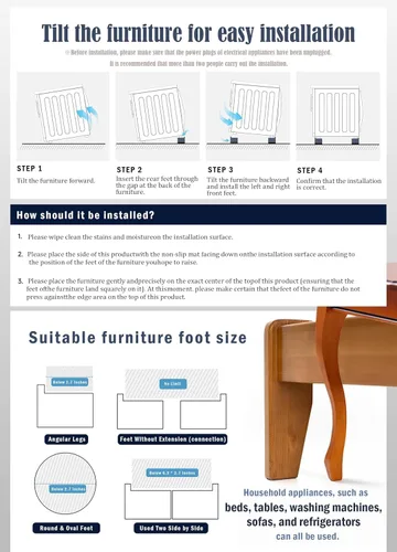 Vista 8 de EclatBain Elevadores rectangulares para cama, elevadores de muebles rectangulares de alta resistencia, con bloques ajustables de elevación de hasta