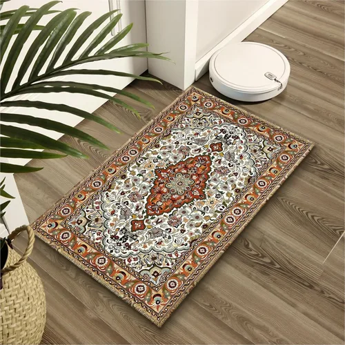 Vista 6 de Alfombra de Baño Boho Marrón Vintage Alfombra de Baño Bohemia Retro con Patrón Floral Alfombra de Baño 20x32 Pulgadas Antideslizante Absorbente