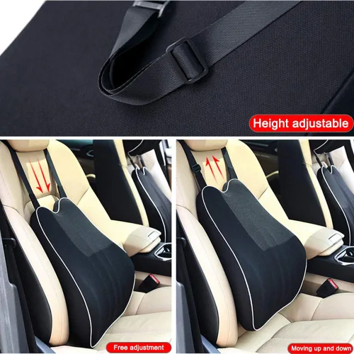 Vista 3 de Soporte lumbar de coche cojín de espuma viscoelástica con alivio del dolor de espalda para Ceed/GT/SW/PRO Cerato Venga Carens Soul 1 unids negro