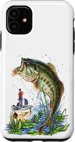 Vista 8 de Fishing Graphic Large Mouth Bass Fish - Fisherman Case for iPhone 17