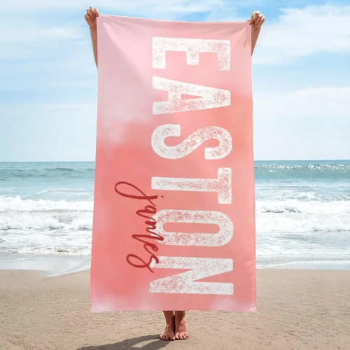 Vista 11 de Toalla de playa personalizada con nombre para playa, piscina, diversión de verano, regalos para niños, adultos y parejas (azul)