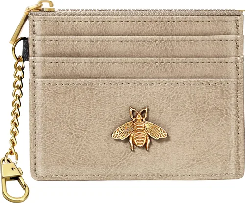 Vista 29 de SEAVILIA Tarjetero llavero cartera para mujer con ventana de identificación RFID monedero regalo abeja delgada minimalista pequeña cartera