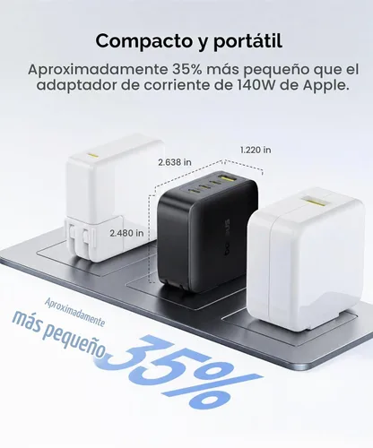 Vista 4 de Baseus PD3.1 140W Cargador USB C, Cargador Rápido PPS Tipo C, Bloque de Carga Rápida para MacBook Air/Pro, Pixelbook, iPad, iPhone Serie 17/16