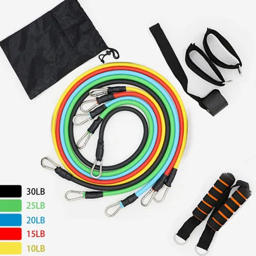Vista 3 de UPONE Juego de bandas de resistencia elásticas para ejercicio con anclaje de puerta, bandas de ejercicio de terapia física con asas, correas