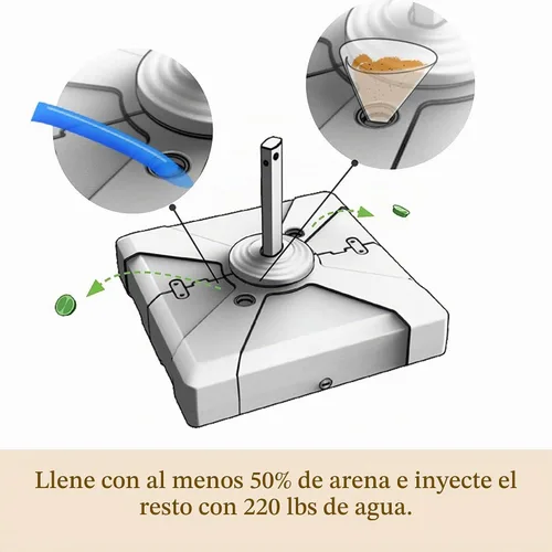 Vista 4 de PURPLE LEAF DY1100 Base de sombrilla para patio, cuadrada, rellena de arena y agua, 32.2" X 32.2" Heavy-Duty 220 LBS Fillable Base, Durable