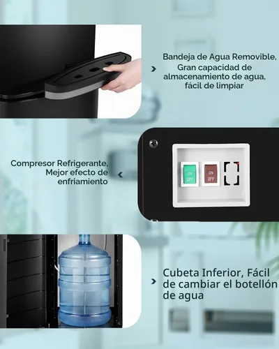 Vista 3 de Dispensador de agua de carga inferior de 5 galones con agua fría caliente y temperatura ambiente