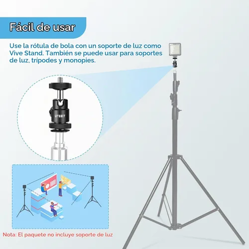 Vista 4 de UTEBIT Paquete de 2 soportes universales de trípode con cabeza de bola
