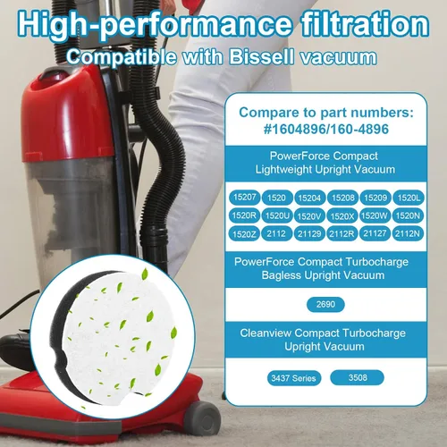 Vista 3 de 12 filtros compactos para Bissell, lavables y reutilizables, accesorios de repuesto de filtro compacto compatibles con Bissell Vacuum Compare